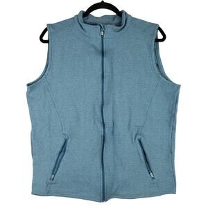 Tasc Performance Men's L Zip Up Vest Light Blue Organic Cotton Knit Blend Casual